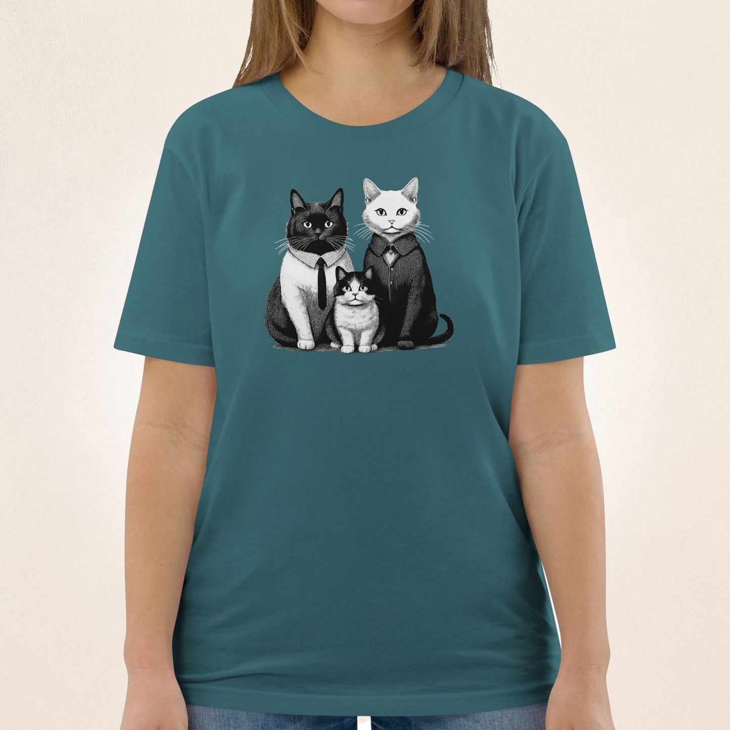 Addams Cat Family | organic cotton t-shirt - Gorma & Friends