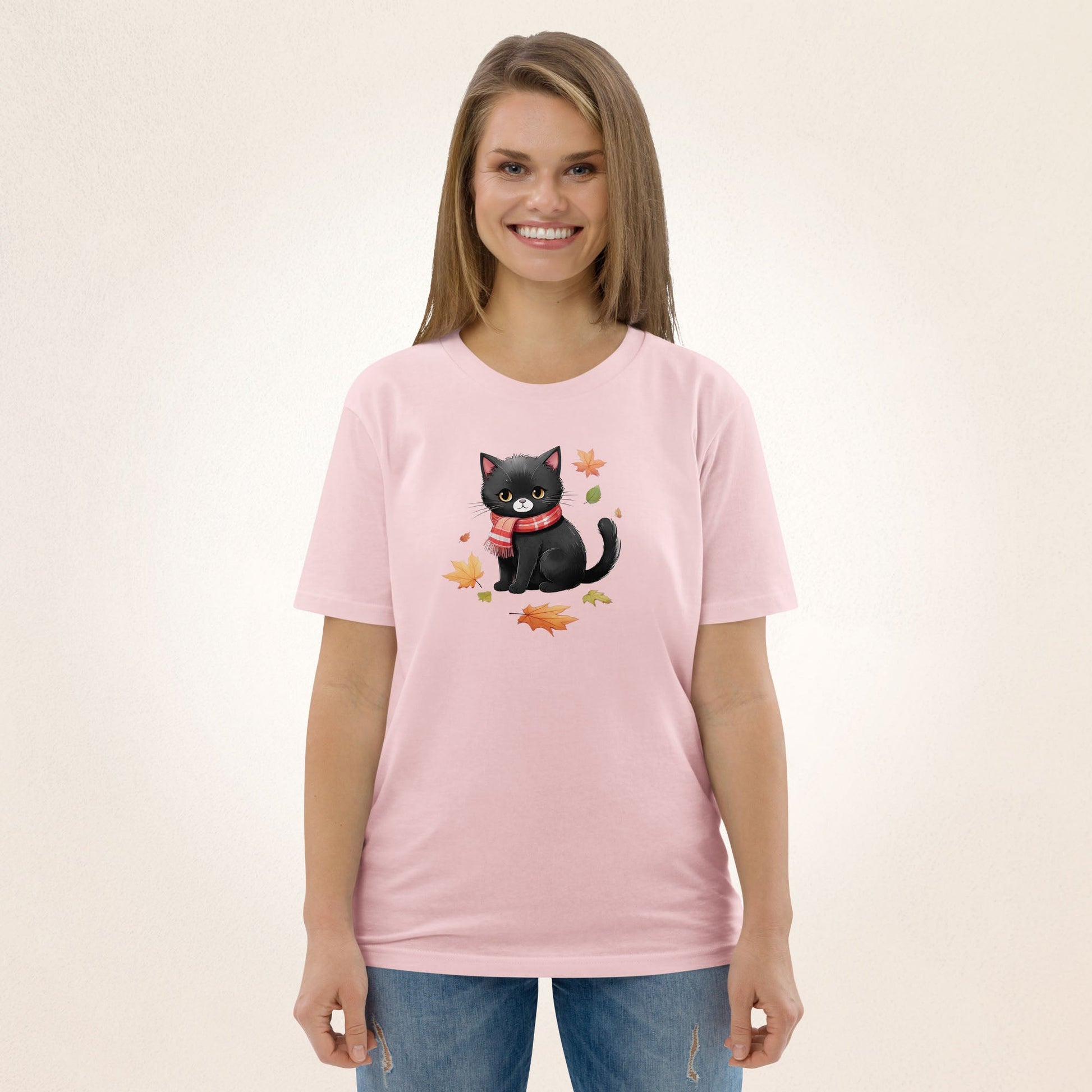Black Cat in Scarf | organic cotton t-shirt - Gorma & Friends