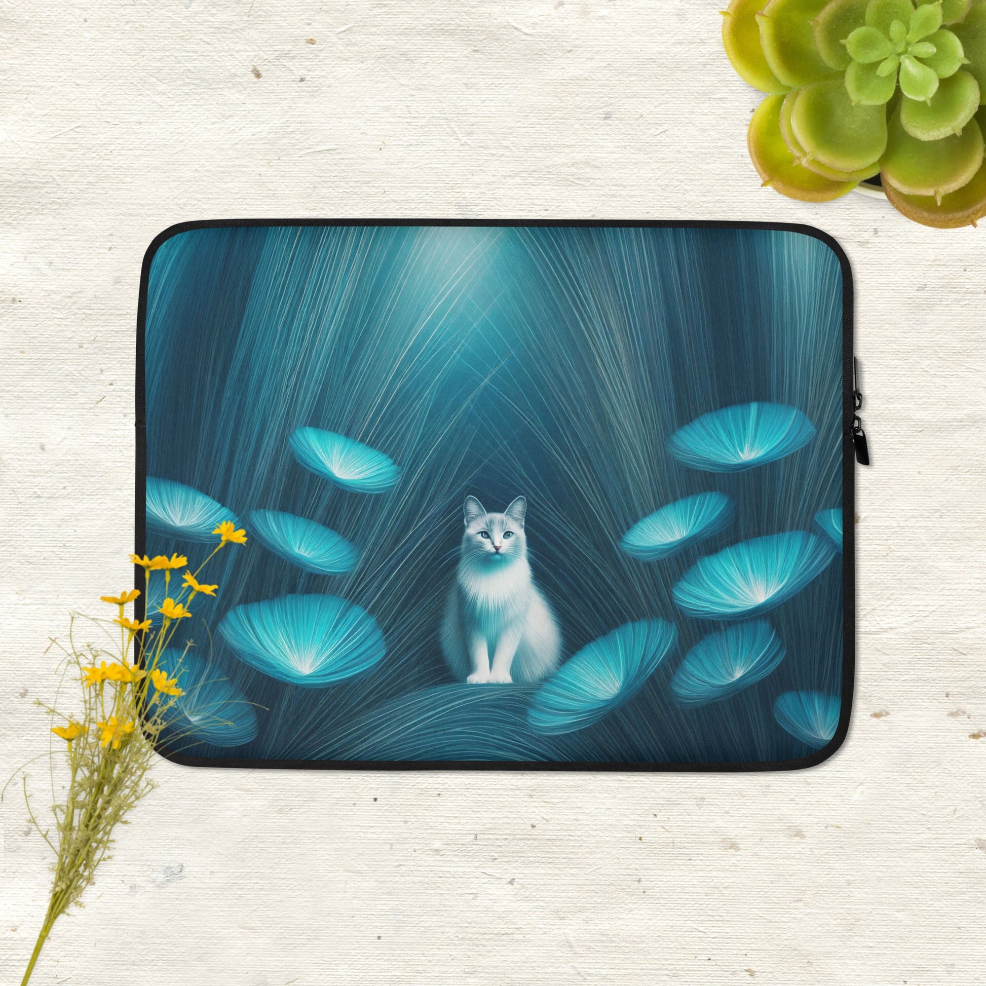 Cat in Blue Garden | Laptop Sleeve | 13" & 15" - Gorma & Friends