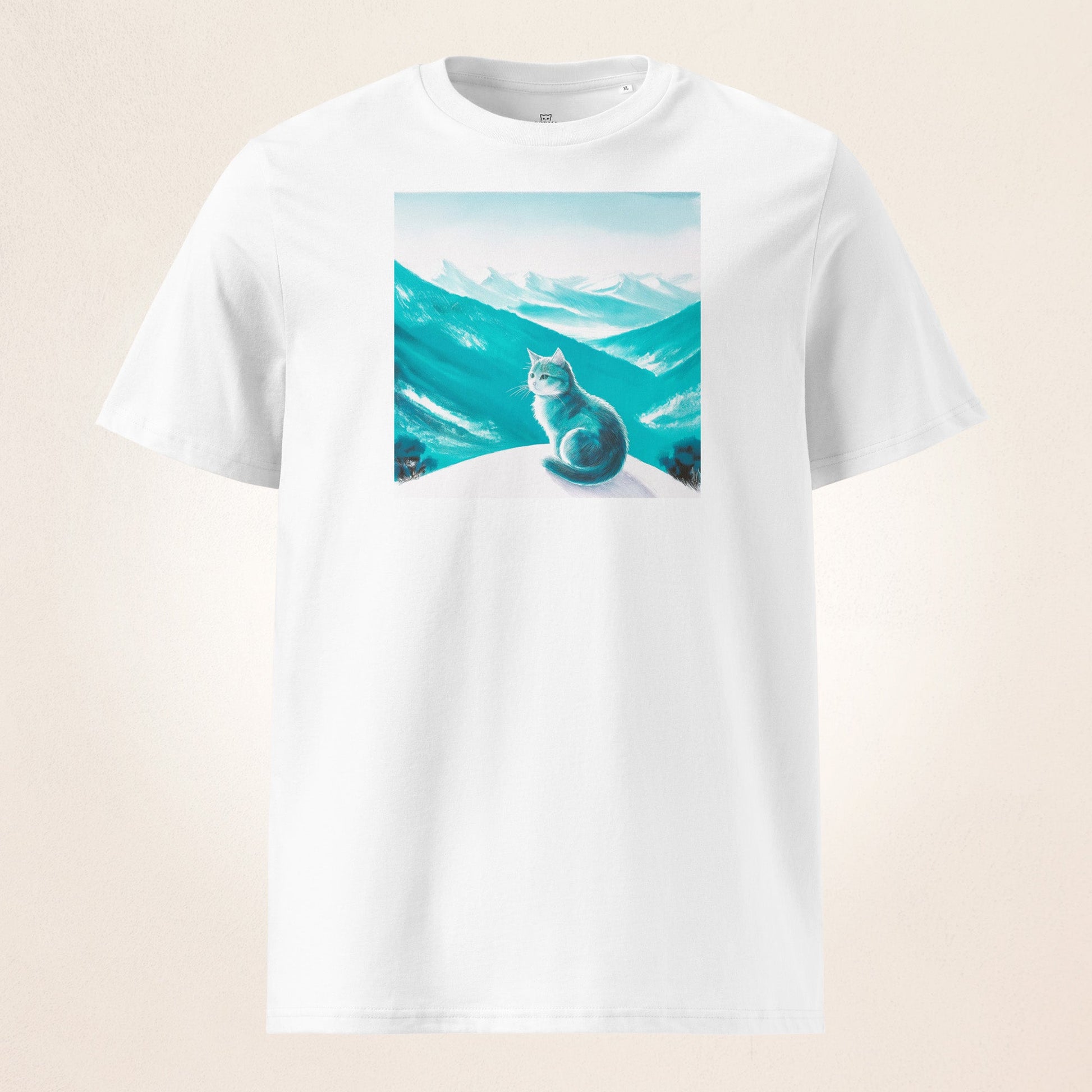 Cat on Winter Mountain | Unisex organic cotton t-shirt - Gorma & Friends