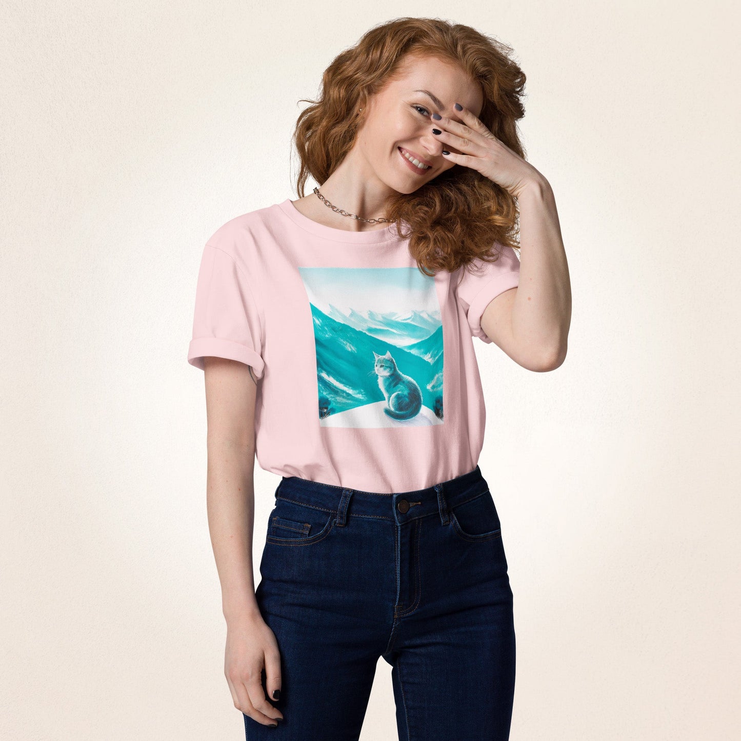 Cat on Winter Mountain | Unisex organic cotton t-shirt - Gorma & Friends