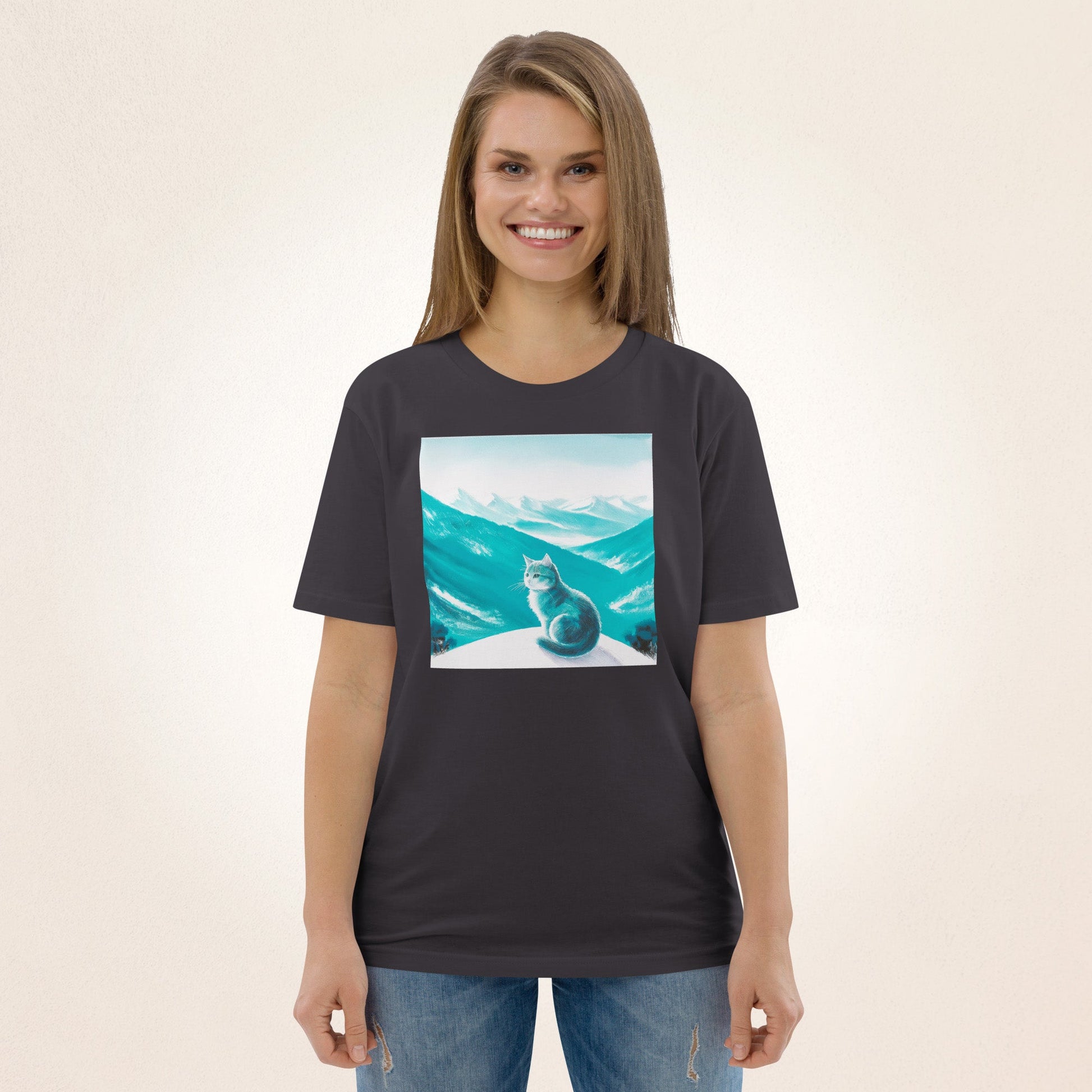 Cat on Winter Mountain | Unisex organic cotton t-shirt - Gorma & Friends