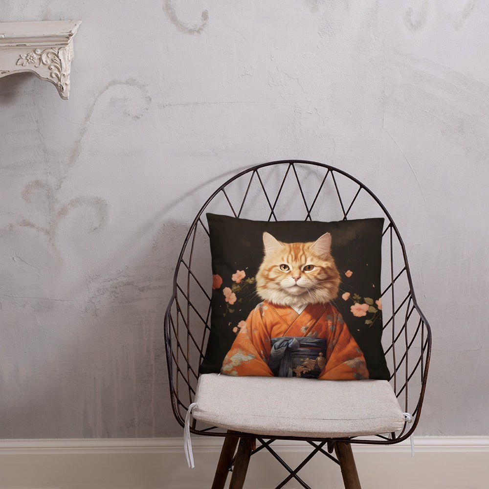 Ginger Cat in Kimono 和服の橘猫 | Pillow | Sofa Cushions - Gorma & Friends