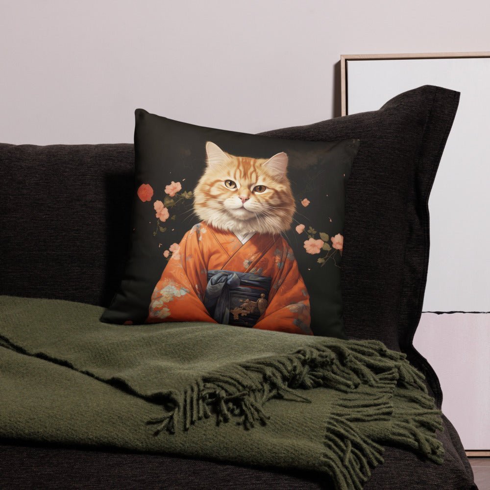 Ginger Cat in Kimono 和服の橘猫 | Pillow | Sofa Cushions - Gorma & Friends