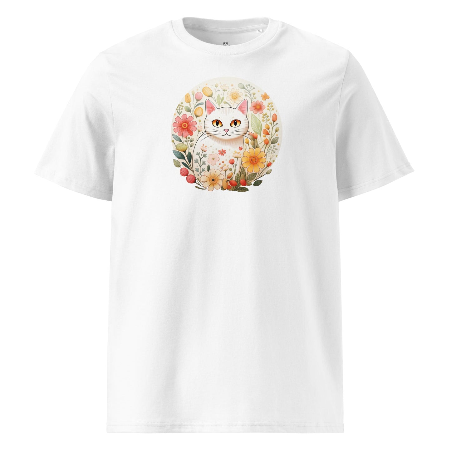 White Cat in Spring | organic cotton t-shirt - Gorma & Friends