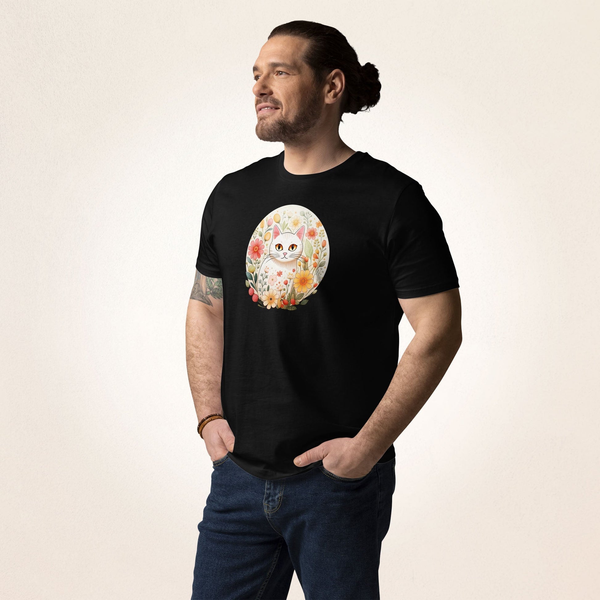 White Cat in Spring | organic cotton t-shirt - Gorma & Friends