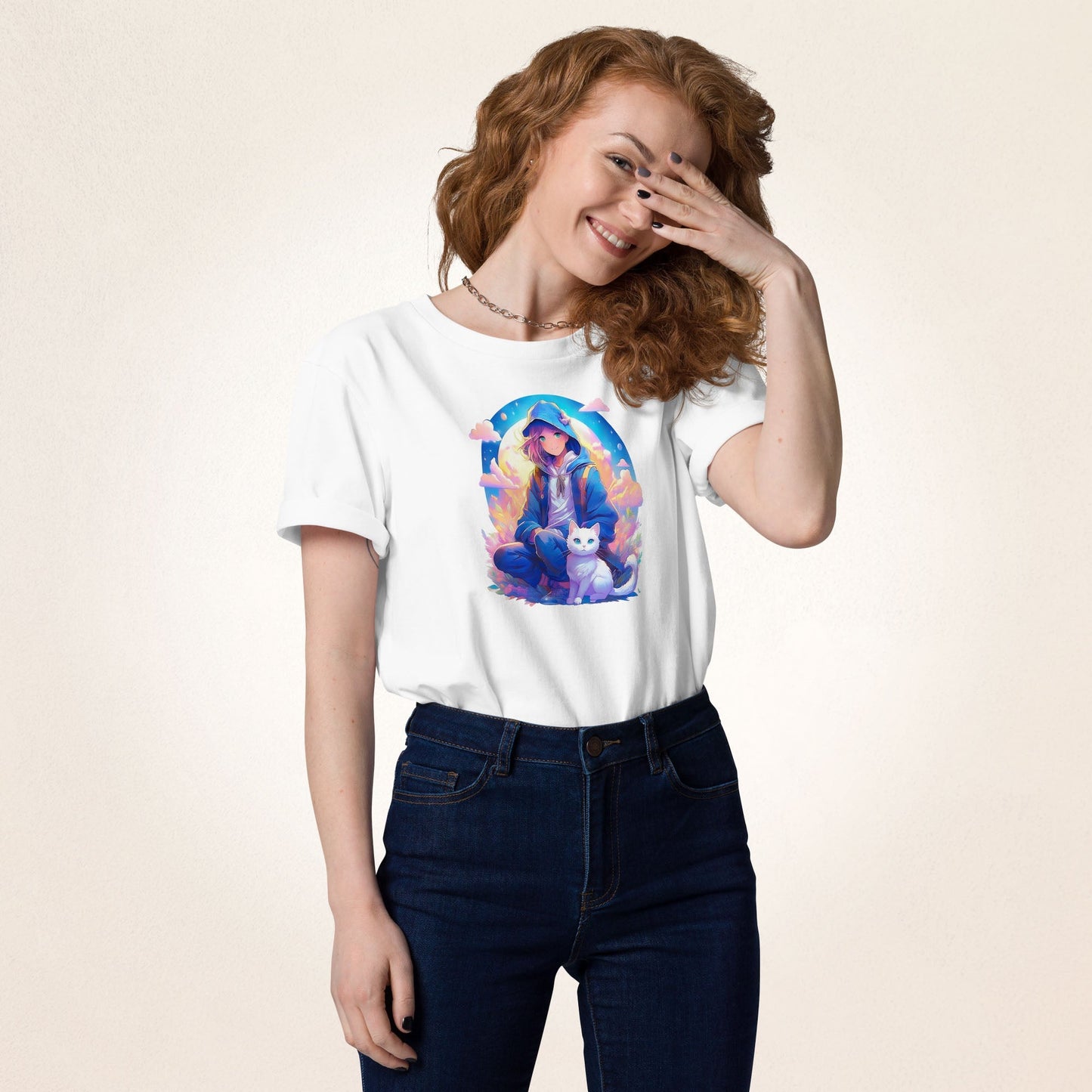 Young witch and White Cat | organic cotton t-shirt - Gorma & Friends