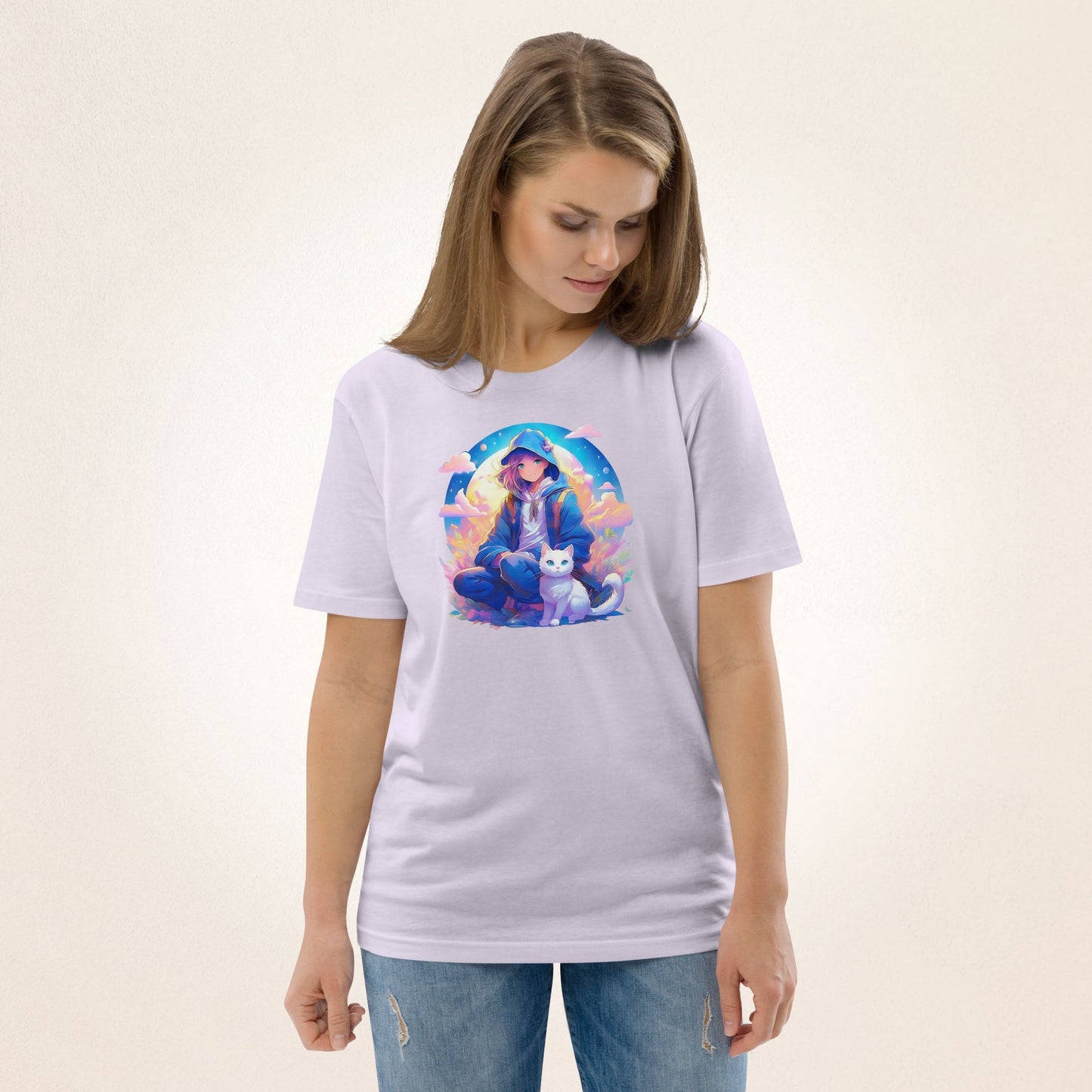 Young witch and White Cat | organic cotton t-shirt - Gorma & Friends