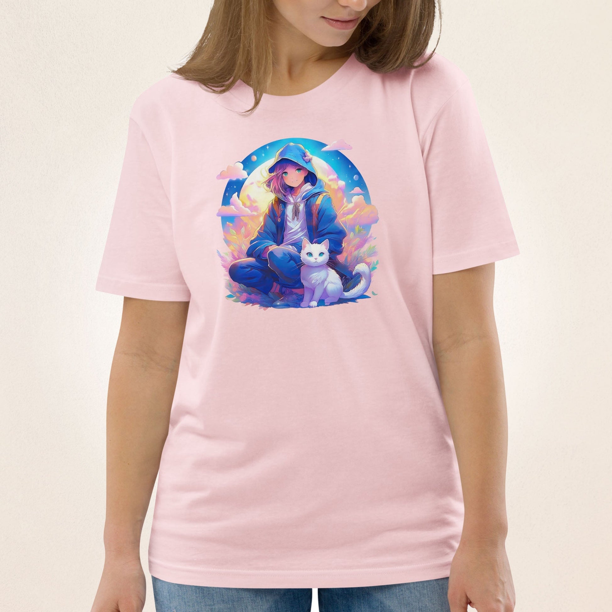 Young witch and White Cat | organic cotton t-shirt - Gorma & Friends