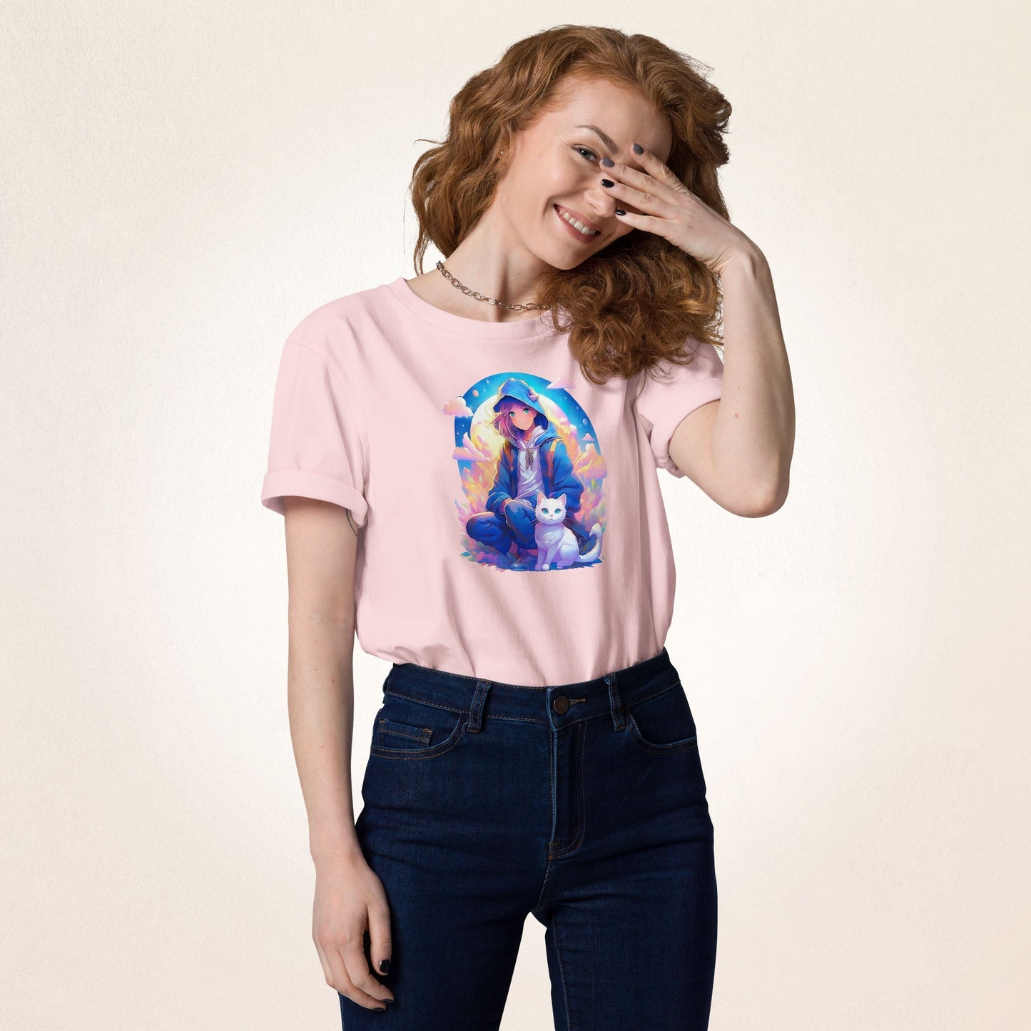 Young witch and White Cat | organic cotton t-shirt - Gorma & Friends