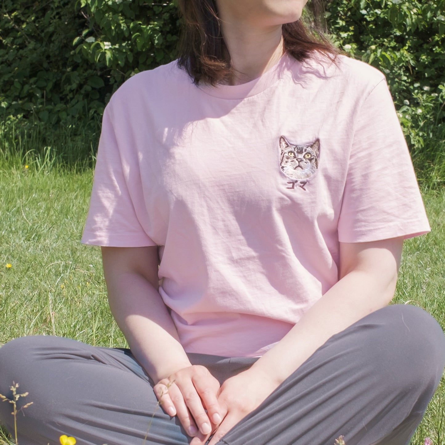 Personalised Embroidery Shirt with Cat & Japanese Katakana
