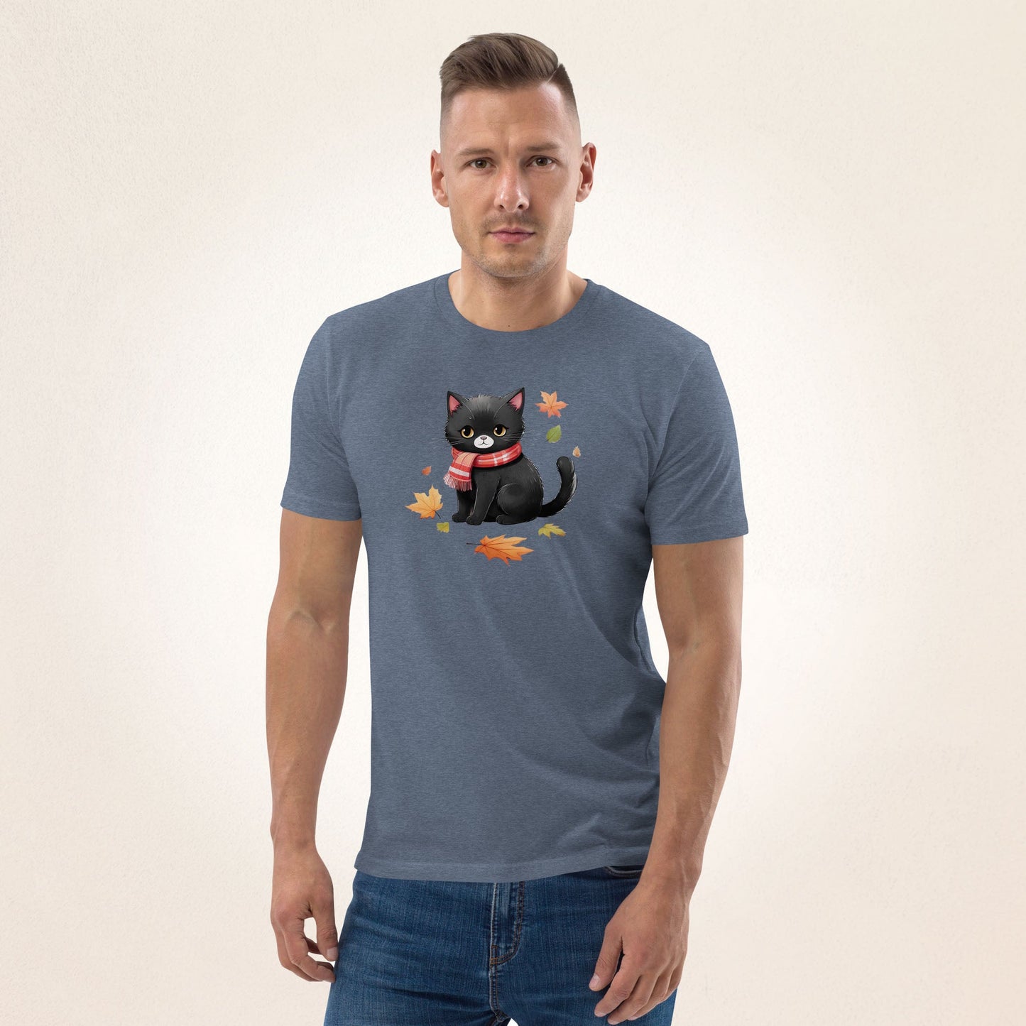 Black Cat in Scarf | organic cotton t-shirt - Gorma & Friends