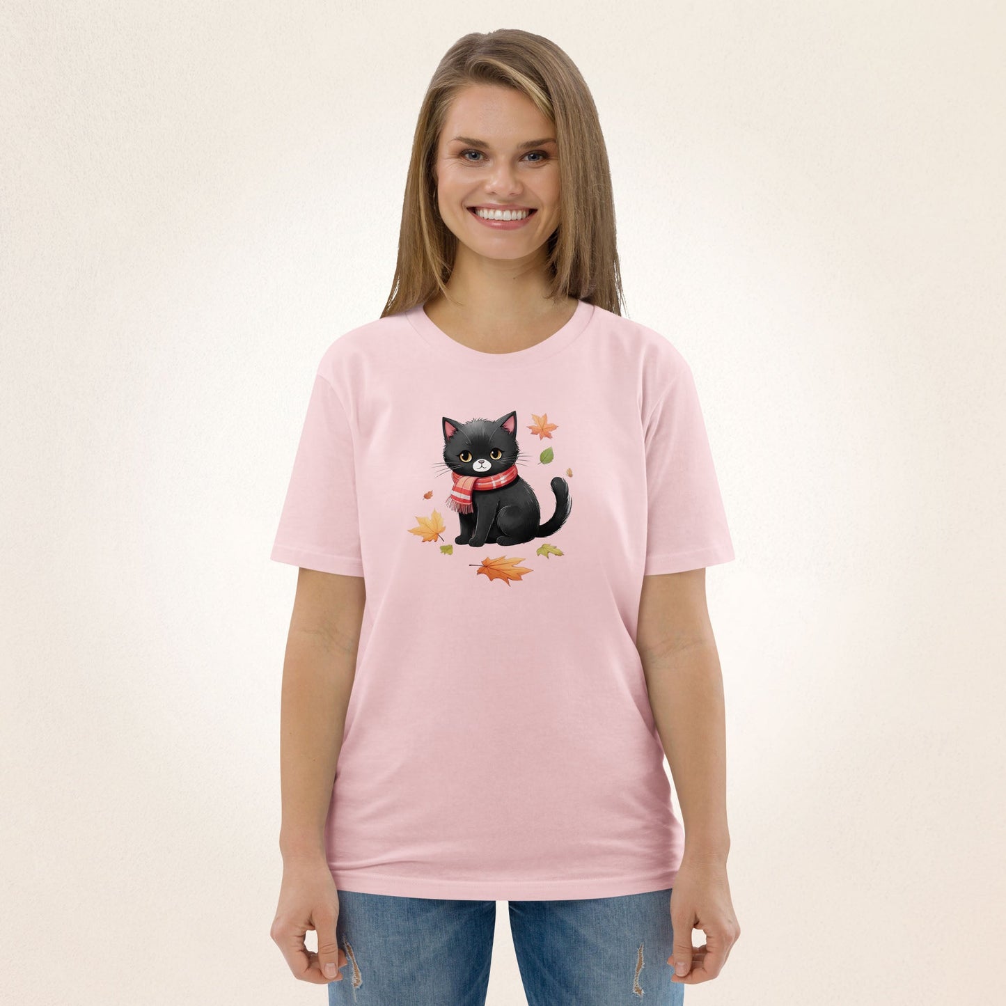 Black Cat in Scarf | organic cotton t-shirt - Gorma & Friends