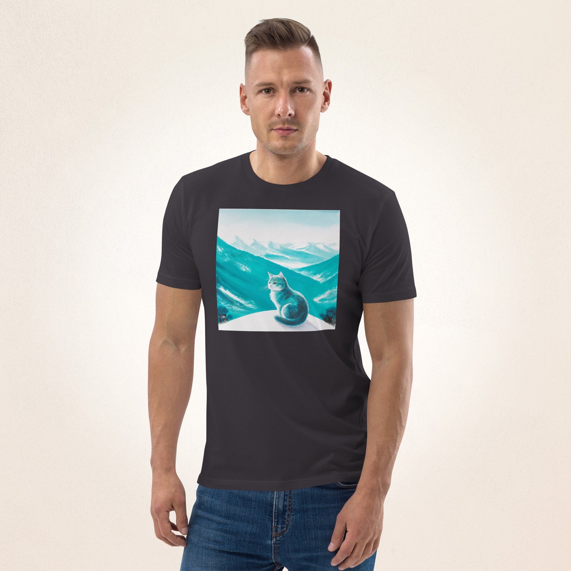 Cat on Winter Mountain | Unisex organic cotton t-shirt - Gorma & Friends